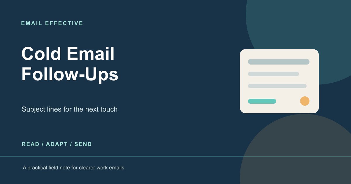 Featured graphic for cold email follow-up subject lines for sales